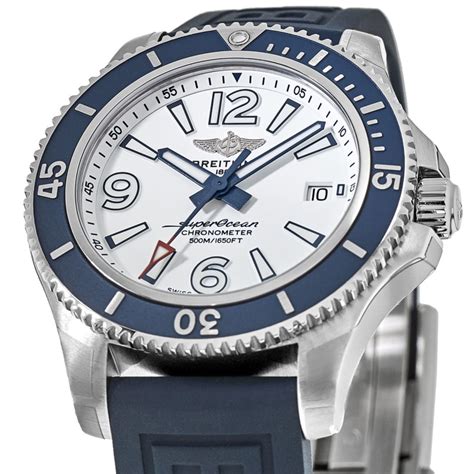 superocean breitling blue silver strap|Breitling Superocean rubber strap buckle.